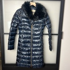 Herno Elisa Faux Fur Collar Puffer Coat In Navy Size 38 (us 2)