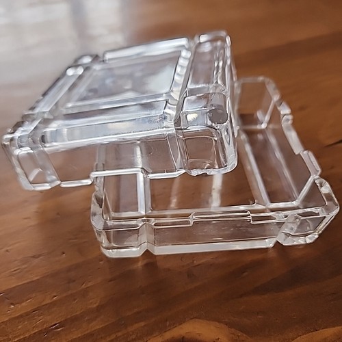 Vintage Glas abgeschrägt Schmuck Zigarettenschachtel Art Deco klar quadratisch Puzzle Verschluss - Bild 11 von 21