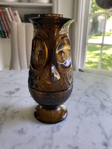 Wikinger Glas Schimmer Feenlampe Eule in Mid Century Braunglas - wunderschön - Bild 4 von 18