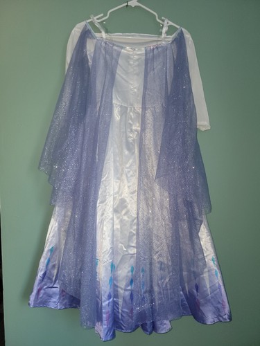 NEW DISNEY FROZEN PRINCESS ELSA WHITE PURPLE HALLOWEEN COSTUME DRESS UP  M 7 8 - Picture 7 of 14