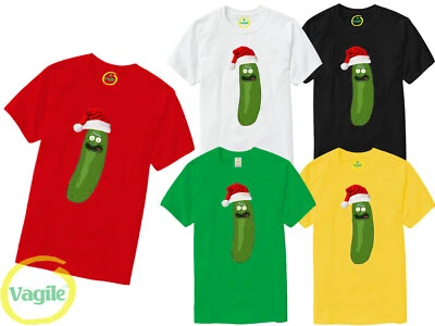 VAGILE Christmas Pickle Santa T-Shirt, Rick Festive Kids Men's women's Tee Top Unisex