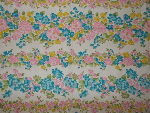 VTG Floral Stripes Pattern Fabric Material Cottage Core Pink Blue Yellow 2.5 yd - Picture 4 of 5