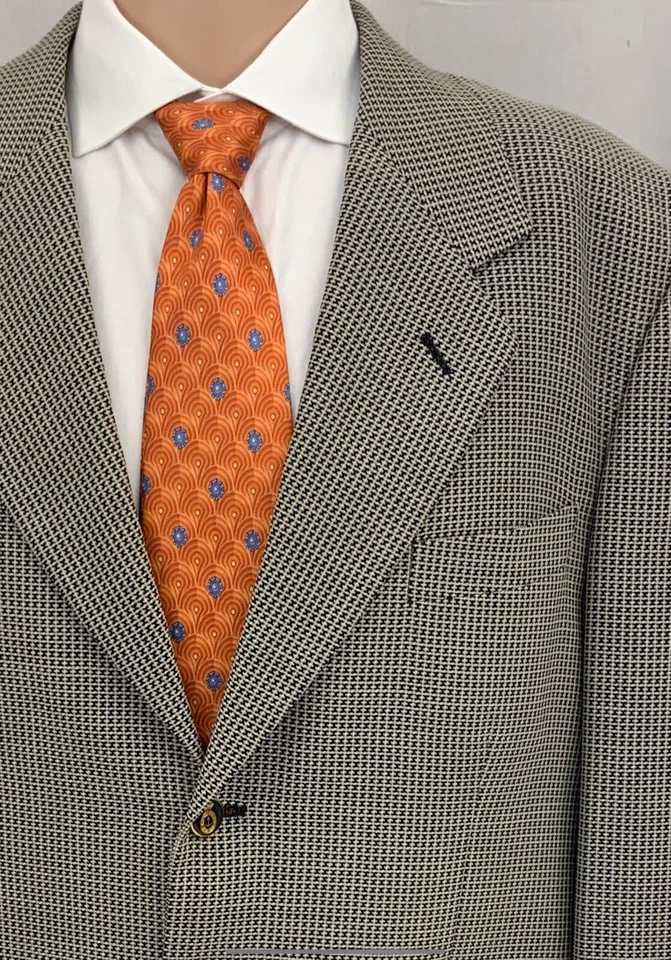 Blazer Zanetti Hombre Reda Super 100s 44R Tostado Cuadros Italia Usado Una Vez YGI Q1-208 Foto 3 de 4