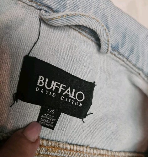 Buffalo David Bitton Mens Denim Vest Sz L 100% Cotton Sleeveless Raw Hem Rocker - Picture 7 of 8