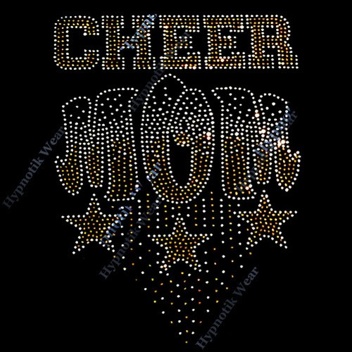 Rhinestone Transfer " Cheer Mom " with Stars CHOOSE YOUR COLOR , Hotfix , Bling - 第 3/6 張圖片