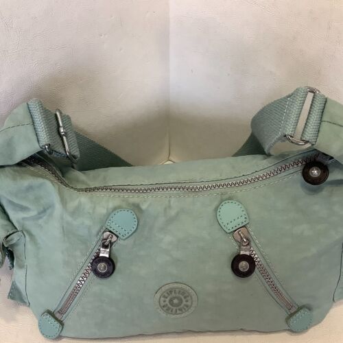 Kipling Morrisey Shoulder Clutch Bag Purse Blue Green 13" x 7" Monkey Keychain - Picture 2 of 12