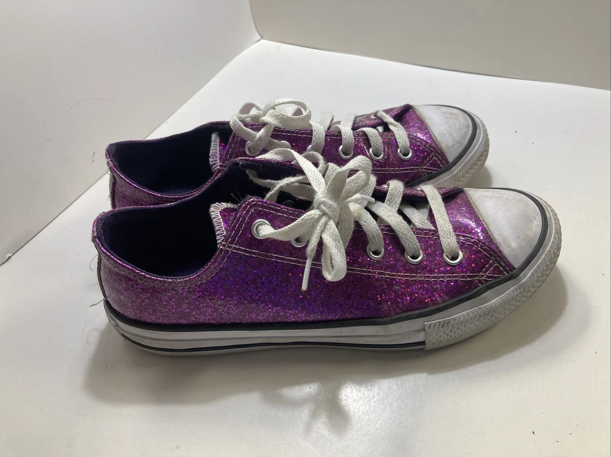 Converse red shop glitter shoes