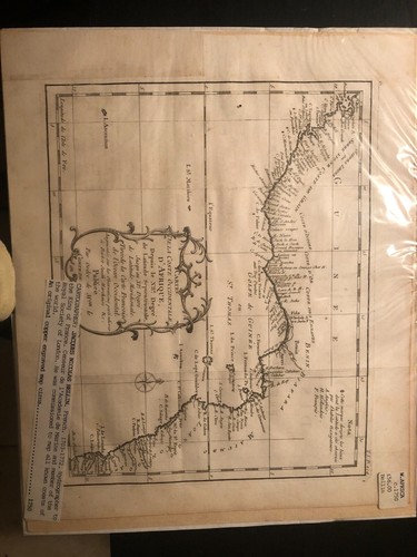 Hergestellt in 1750 antike Karte AFRIKAS Goldkosten von BELLIN Kupferstich SAUBER! - Bild 2 von 2