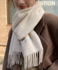 100% wool long scarf 160 * 30cm solid color warm versatile scarf