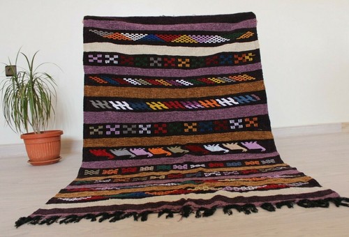 Authentic Moroccan Rug Carpet 3'2"x5' ft Vintage Handmade Berber Tribal Wool Rug - Picture 5 of 8