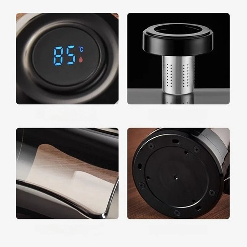 Teetasse mit Sieb, mit LED Display, Büro Tasse, 700ml, Glas, erhitzbar - Bild 3 von 4