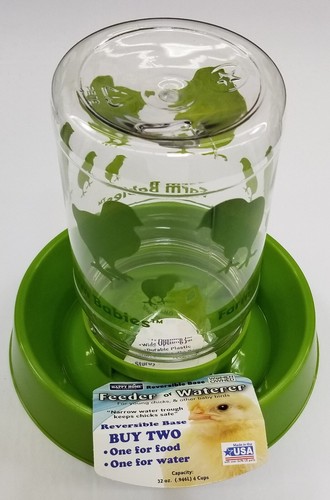Baby Chick Dual Feeder and Waterer, BPA Free Plastic, Green, 32 oz - Picture 4 of 4
