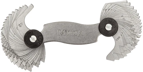 188-151, Screw Pitch Gage, 4 - 42 TPI and 0.4 - 7Mm, 51 Leaves, Inch/Metric Blac
