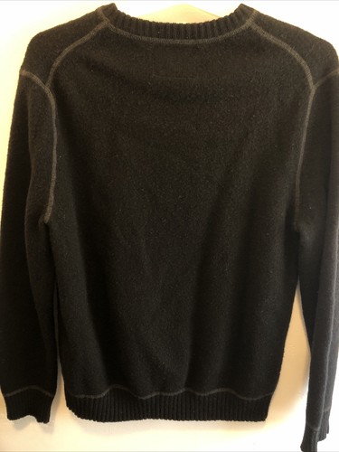 Express Sweater Mens Large 100% Lambs Wool Long Sleeve Dark Blue - Picture 6 of 7