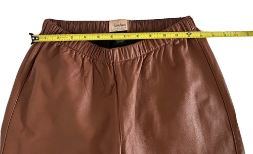 Neiman Marcus Exclusive Women's Brown Elastic Waist Leather Pants Size Medium - Picture 6 of 15