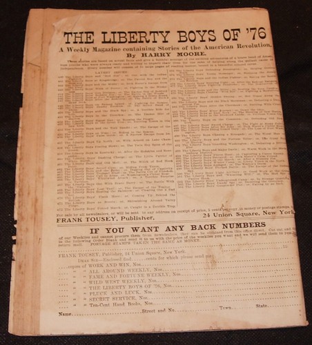 Liberty Boys Of "76" 504,August 26,1910,American Revolution,vintage 5 cents pulp - Picture 2 of 2