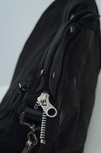 Bolso de Hombro Delle Cose Lujo Unisex Negro Teñido Cuero Genuino Hecho en Italia - Imagen 10 de 16