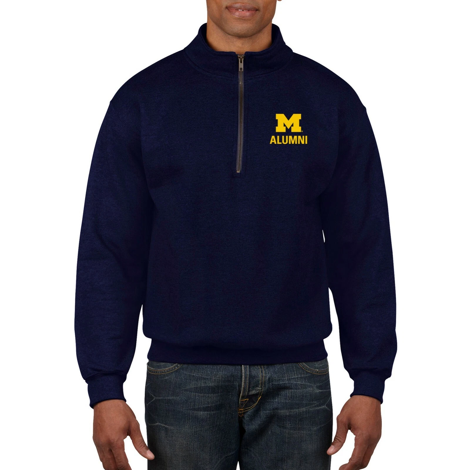 Michigan Wolverines Primary Logo Alumni  Zip Sweatshirt