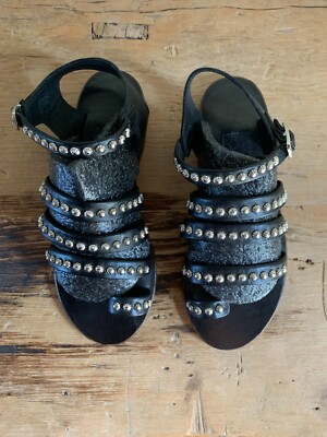 NEW Anine Bing Black Leather & Silver Studded Strappy NEW Anine Bing Black Leather & Silver Studded Strappy