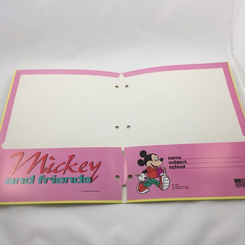 Lot of 2 Vtg Disney Mickey Minnie Mouse Friends Portfolio Folders Mead Plymouth - Picture 4 of 12