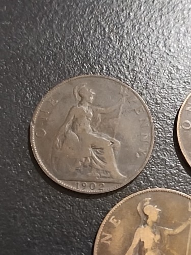 United Kingdom 1 Penny (X3), 1902, 1904 And 1905 Coins, VG/VF - Picture 3 of 10