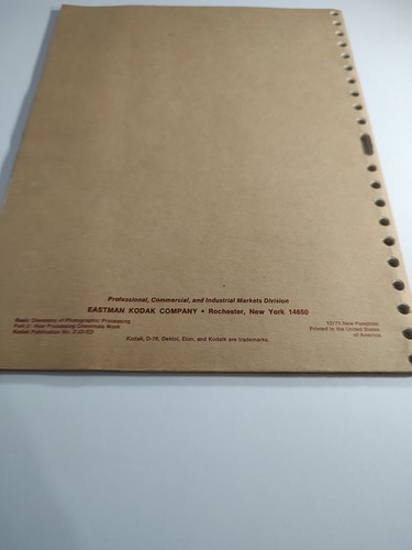 Chemistry Photographic Processing Booklet for Kodak Film Part 2 - Picture 5 of 13