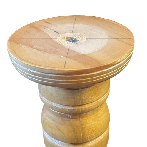 Vintage Turned Wood Pillar Candle Holder 9 Inches Tall Handmade - Picture 4 of 5