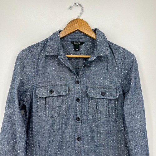 J. Vestido Crew Para Mujer S Azul Manga Larga Botón Estampado Lunares Bolsillos Cuello - Imagen 2 de 10