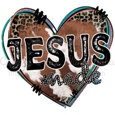Sublimation Print Jesus Made Heart Ready to Press Heat Transfer