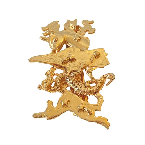 Vergoldete Märchen / Fantasy Haarspange mit Einhörnern Zauberer Drachen ~ 4 Zoll - Bild 7 von 15