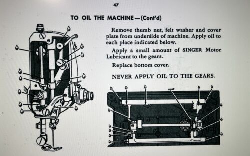 Large Deluxe-Edition Instructions Singer 221, 221-1 Manual Sewing Machine - Picture 4 of 5