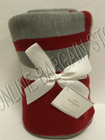 Pottery Barn Banded Throw Blanket Knit Cardinal Red Heather Gray Ohio State OSU