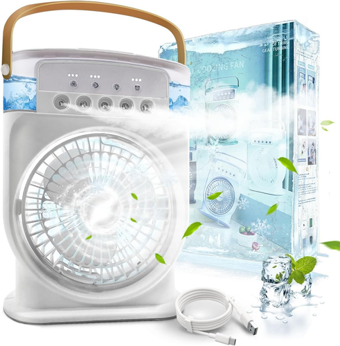 Mini Condizionatore Portatile 4 in 1, Mini Ventilatore Raffrescatore Ad Acqua, C - Foto 12 di 12