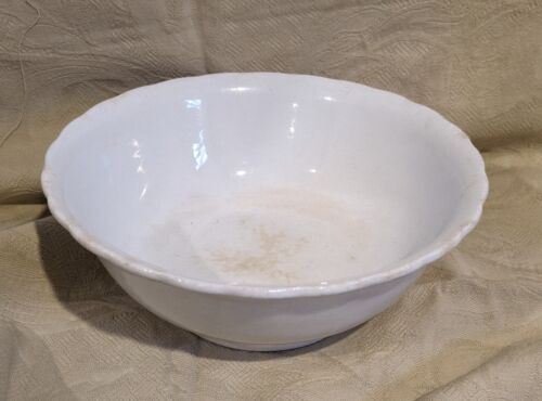 Prim Serving Bowl 1893-1938 Stoneware West End 9" White Liverpool OH Antique - Picture 3 of 16