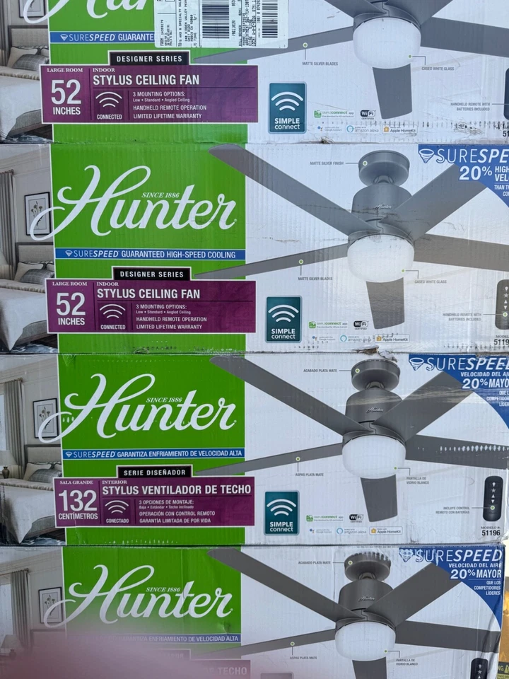 Hunter 52" Quartz Gray Outdoor Wet Rated LED Ceiling Fan - Image 2 of 2