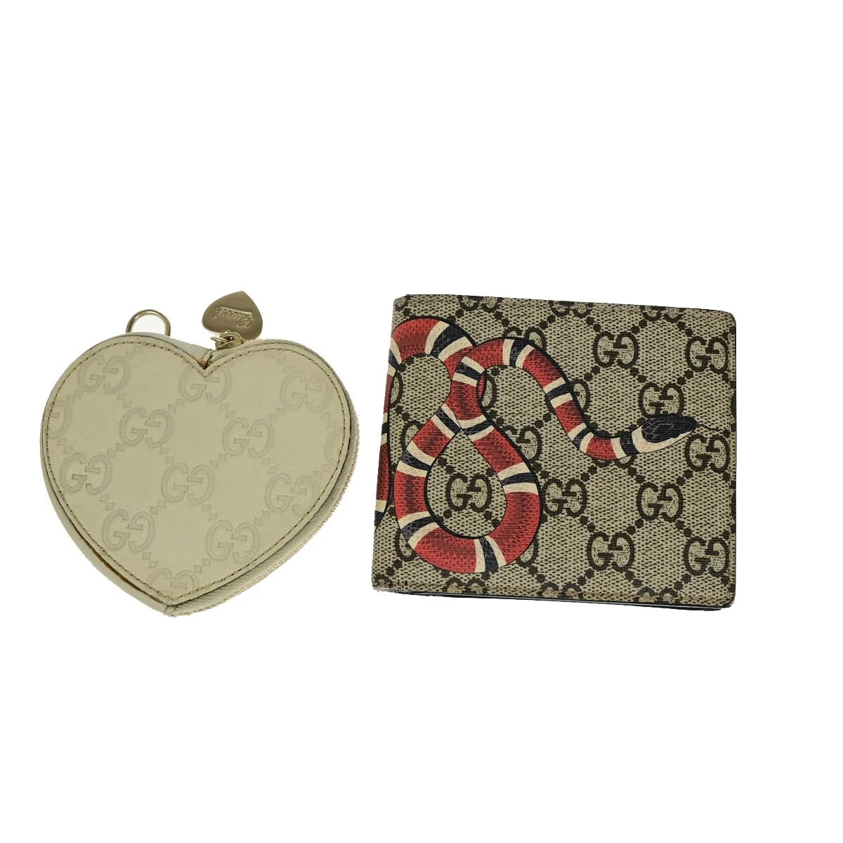 LOT DE 2 PORTE MONNAIE GUCCI DOUBLE PLI GUCCISSIMA KINGSNAKE SUPREME CUIR BN 02YG800