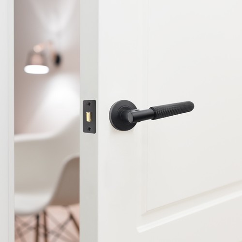 Door Handles Turned Knurled Black Internal Lever Matt Black Pack Door Set / Kits - Picture 38 of 65