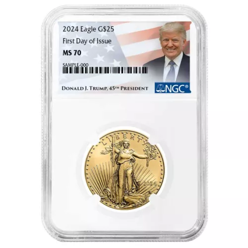 2024 $25 American Gold Eagle 1/2 oz NGC MS70 FDI Trump Label