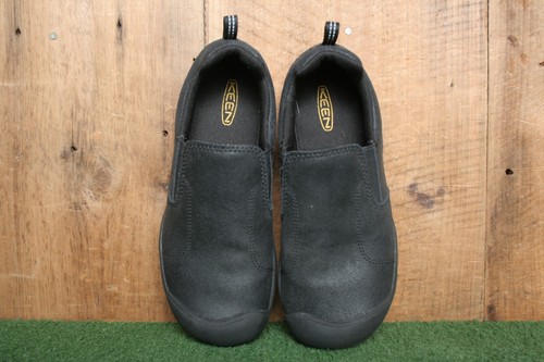KEEN 'Jasper' Black Leather Dual Gore Slip On Mocs Youth Sz. 5 - Picture 4 of 10