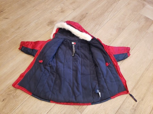 Girls Tommy Hilfiger Red Faux Fur Hooded Winter Jacket Sz 5/6 - Picture 5 of 6