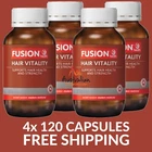 Fusion Health Hair Vitality 120 Capsules - 4 Pack Price - $58.25 each