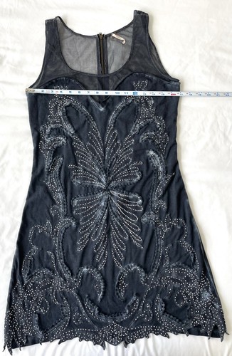 Free People Womens Dress Size M Ice Ice Baby Navy Blue Beaded Mini  - Picture 6 of 11
