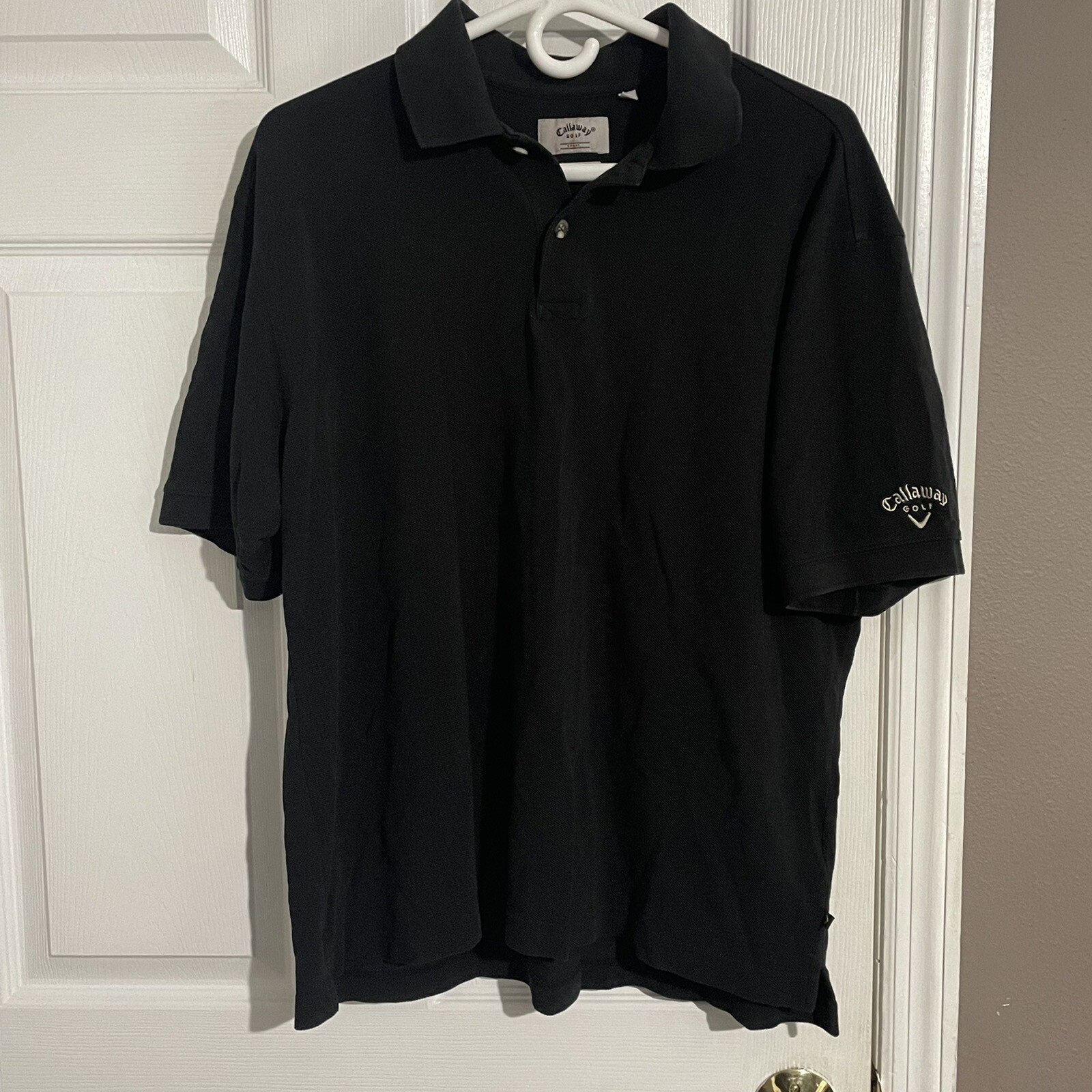 Callaway Golf Polo Shirt Men's Medium Black Short Sleeve Golf Combed Cotton