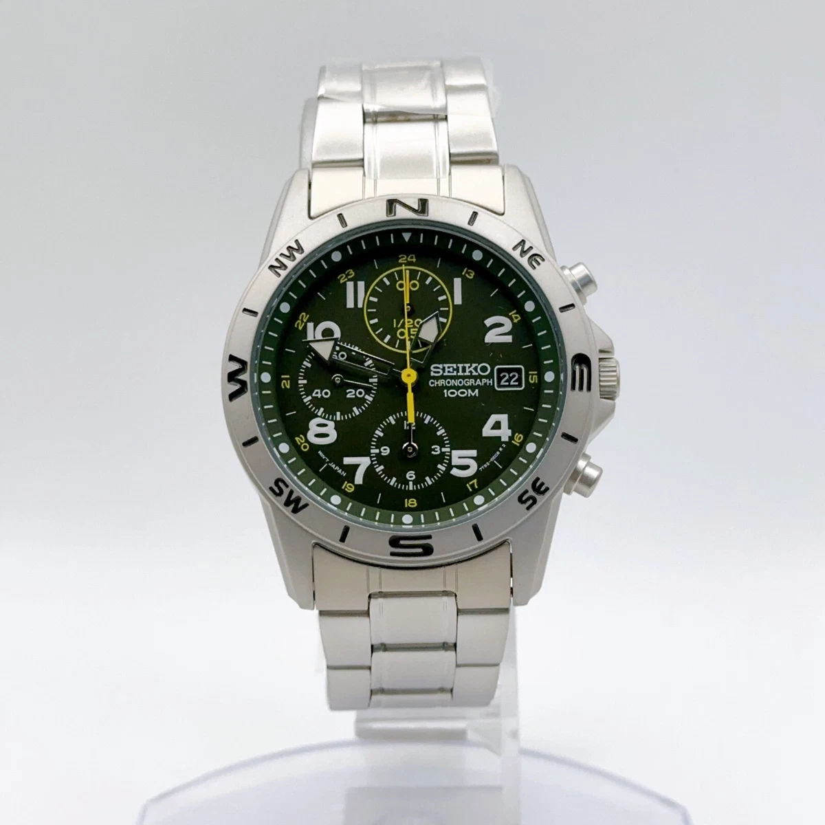SEIKO SND377P Chronograph Men s Watch Green Military From Japan