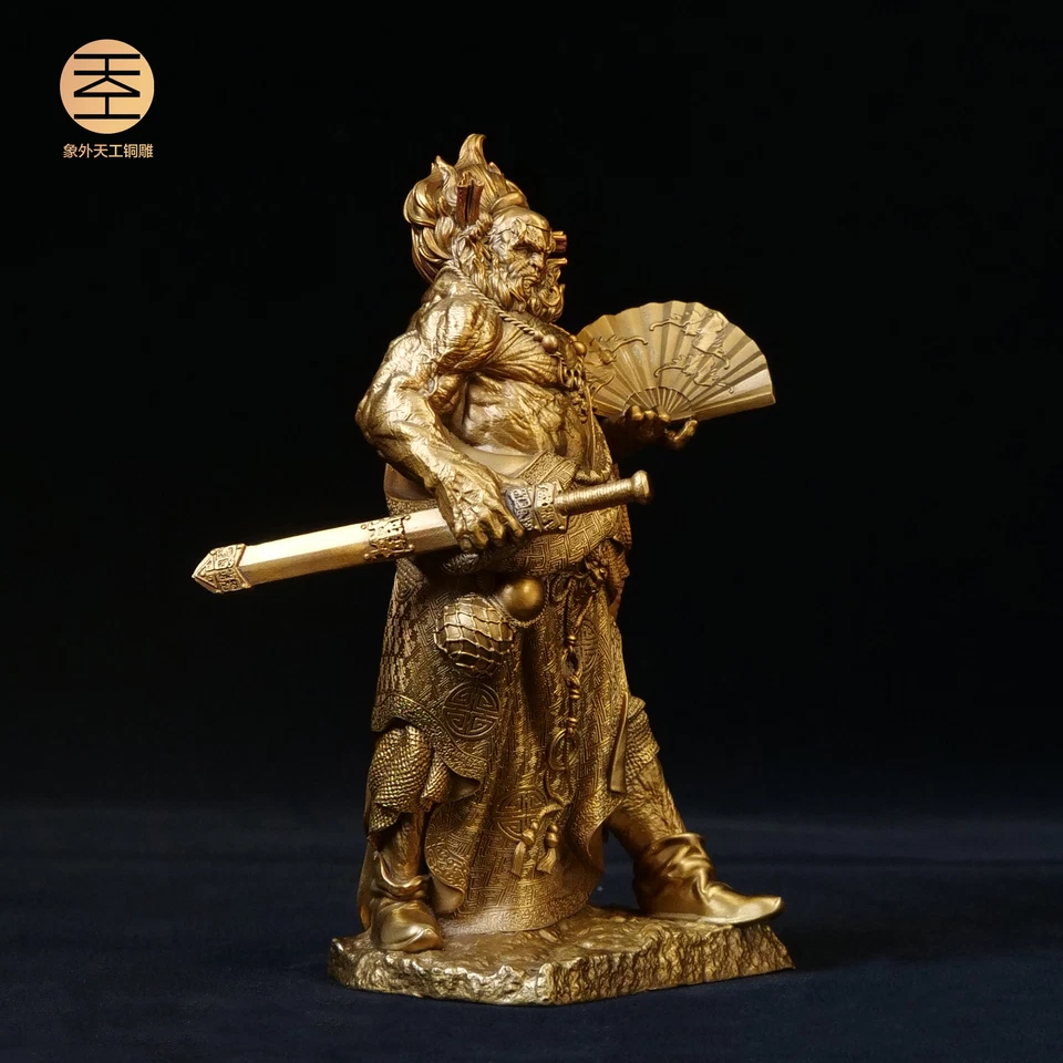 Decoração de casa estátua de Deus exorcista chinesa de bronze fundido à mão Zhongkui 钟馗 - Imagem 3 de 4