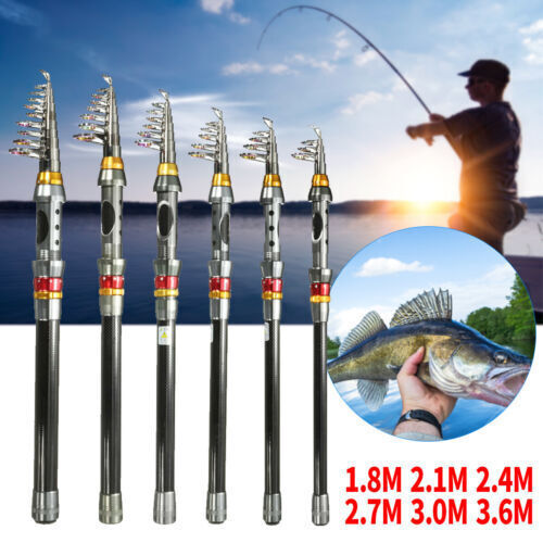Carbon Fiber Fishing Rod Telescopic Travel Freshwater Spinning Pole Saltwater - Picture 10 of 12