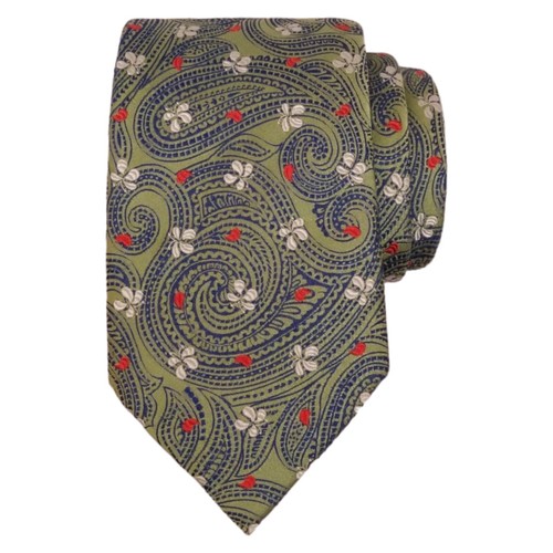 ANDREWS TIES Mens Silk Tie 3.25 Green Floral Paisley Classic Dress Necktie ITALY - Picture 4 of 6