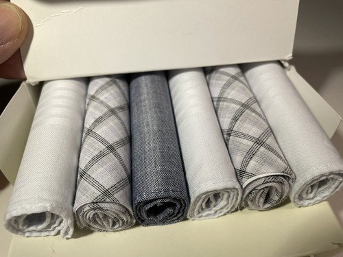 SET OF 6 Dockers Men's 100% Cotton HANDKERCHIEFS New Gray/White Assorted NOB - Picture 13 of 22