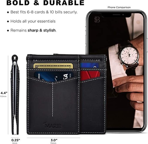 Men RFID Blocking Bifold Leather Wallet Slim Credit Card Holder MenS Money Clip - Picture 35 of 47