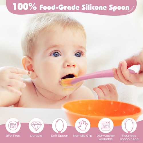 Silicone Baby Spoons - 6 Pack Feeding Spoons for First Stage Baby & Infant To... - Picture 3 of 7
